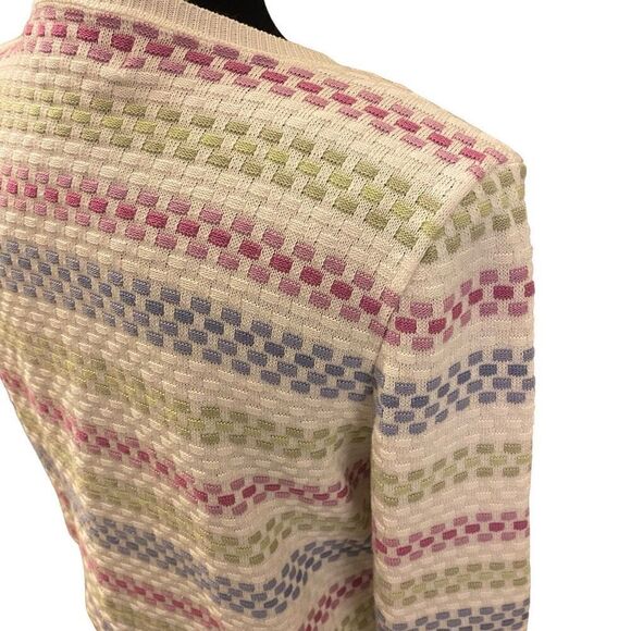 Alfred Dunner White Multicolored Stripes Faux Sweater Set Sz L petite - Picture 8 of 12